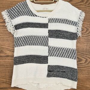 Ella Moss Striped Knit Short Sleeve Sweater